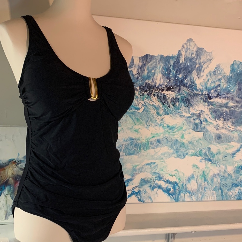 Black One-Piece tummy control Swimsuit - Picture 2 of 5